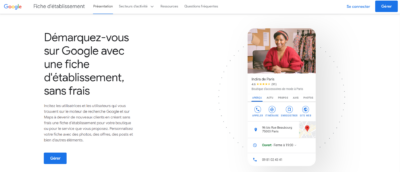 screenshot -page d'accueil - Google Business Profile