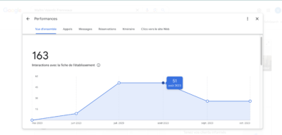 exemple statistiques - nombre interactions - Google Business Profile