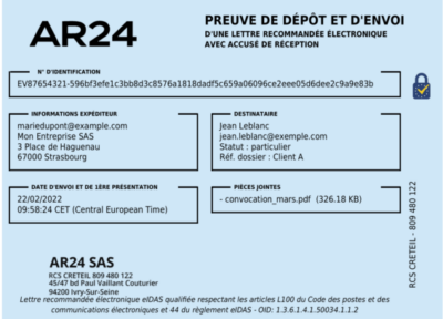 preuve dépot et envoi - AR24